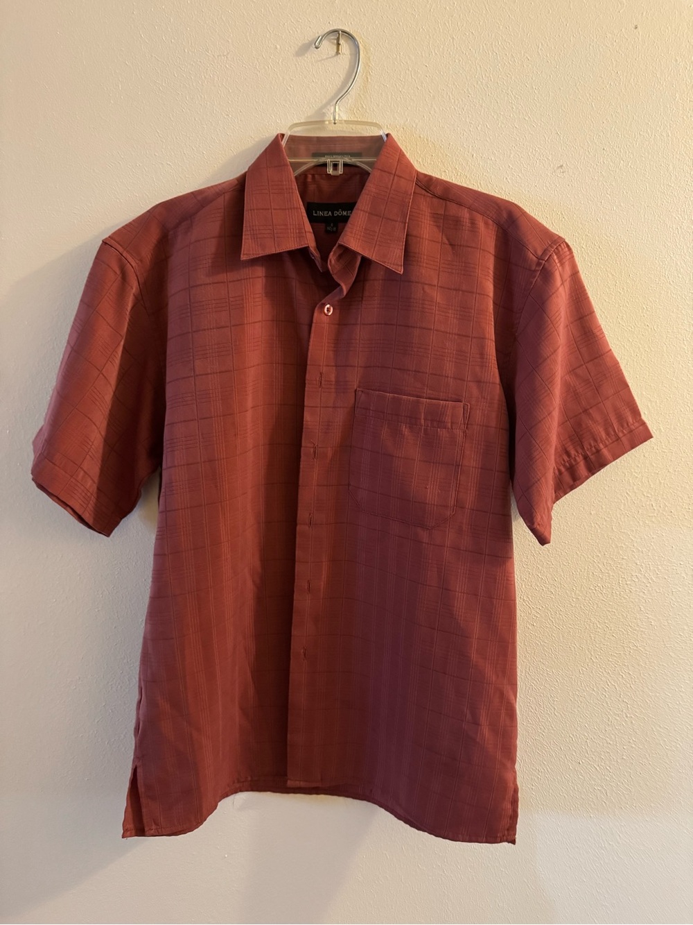 Tasso Elba Mens Short Sleeve Jacquard Paisley Resort Shirt Coral S